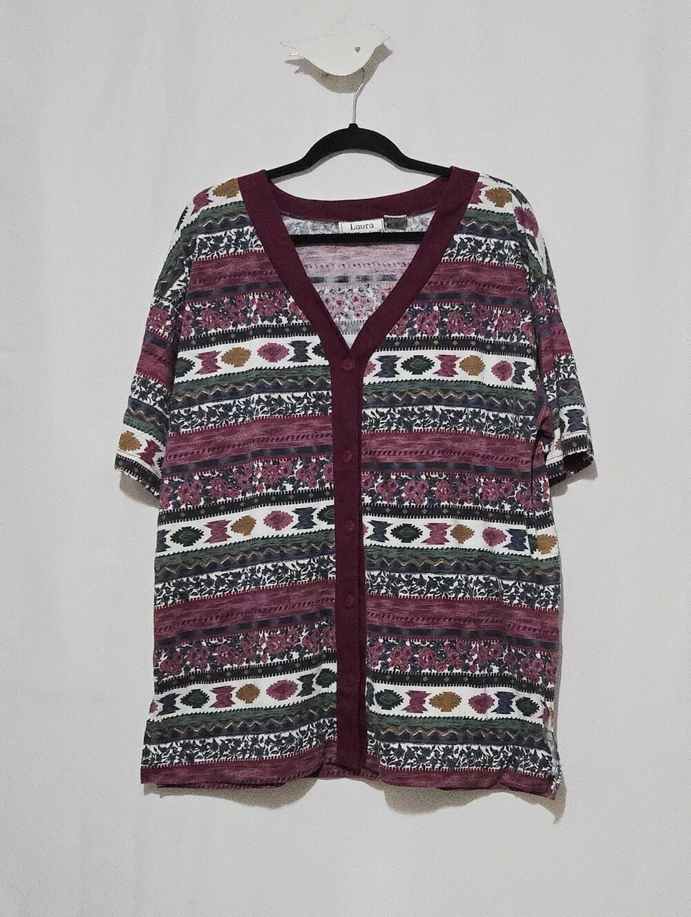 Laura Katherine Short-Sleeve Cardigan Top - Grandma-core - Bohemian - Size 18